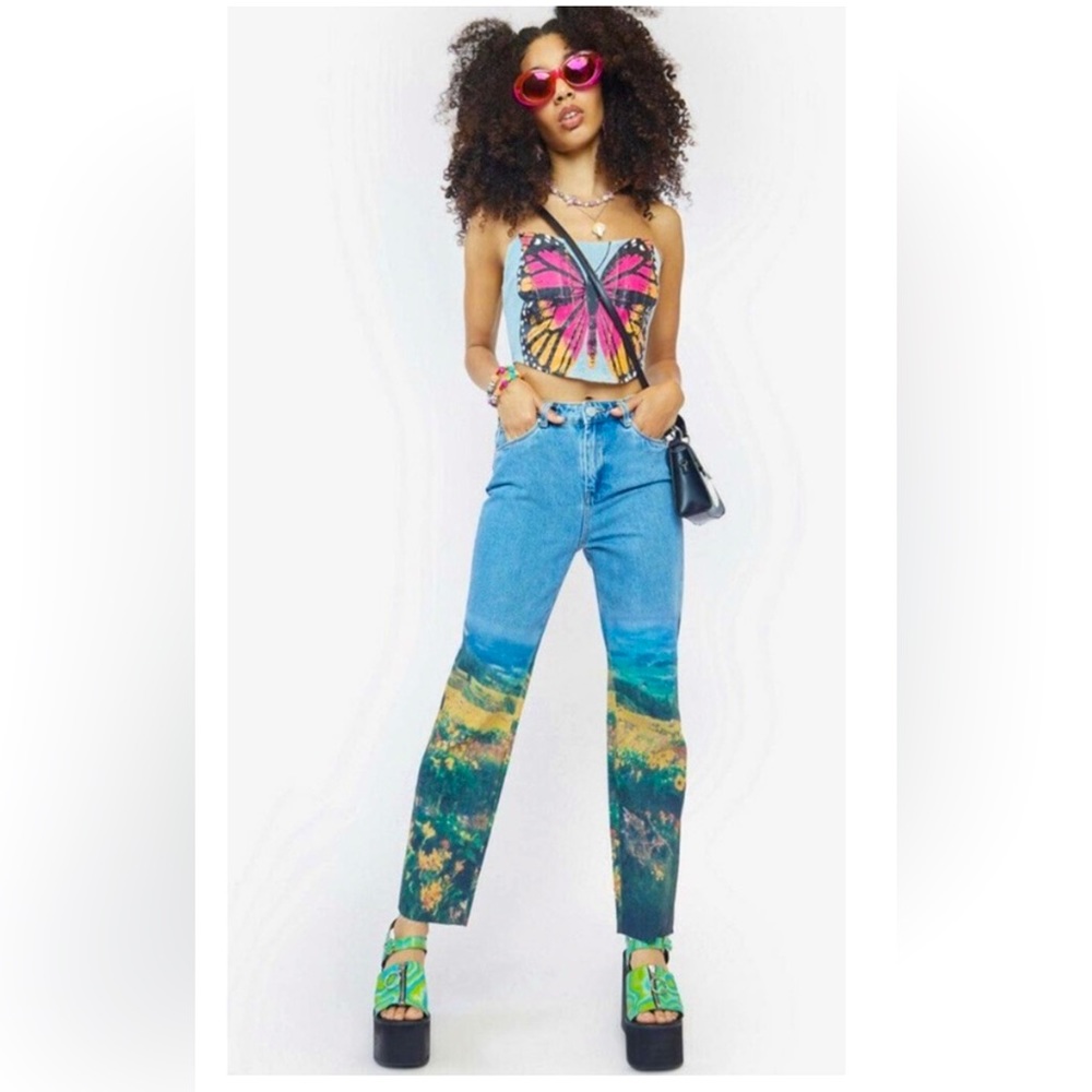 NWT BlankNYC Landscape printed Madison Crop 26